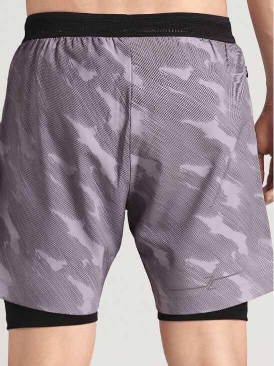 Men's Grey Urban Camo Shorts with Inbuilt Tights