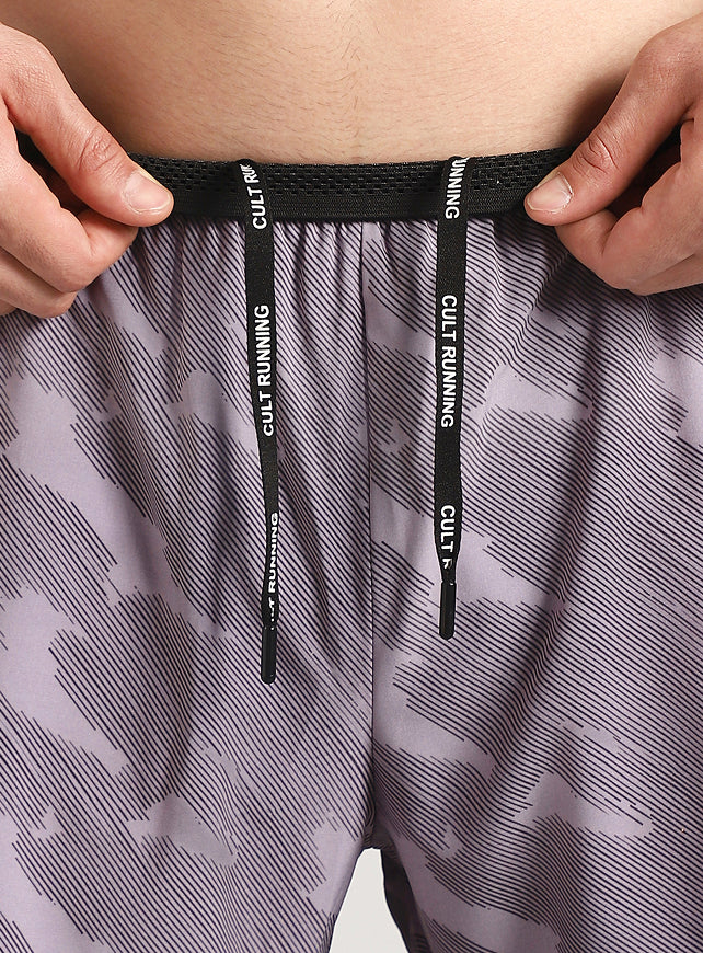 Men's Grey Urban Camo Shorts with Inbuilt Tights