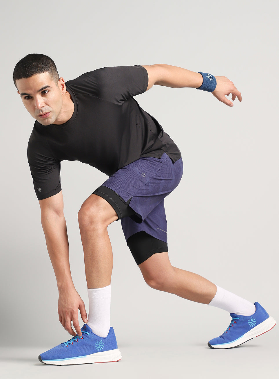 Men's Blue Urban Camo Shorts with Inbuilt Tights
