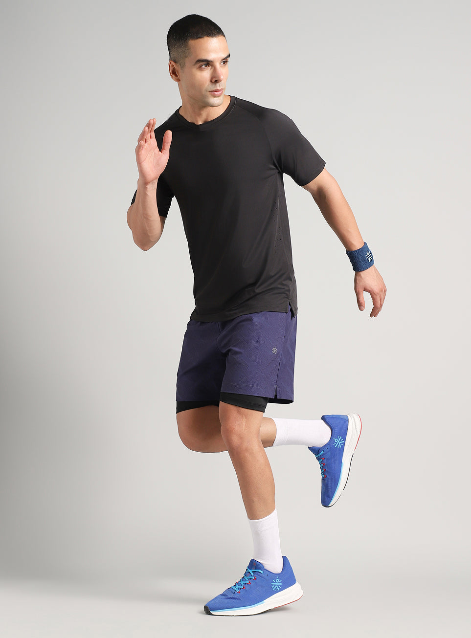 Men's Blue Urban Camo Shorts with Inbuilt Tights