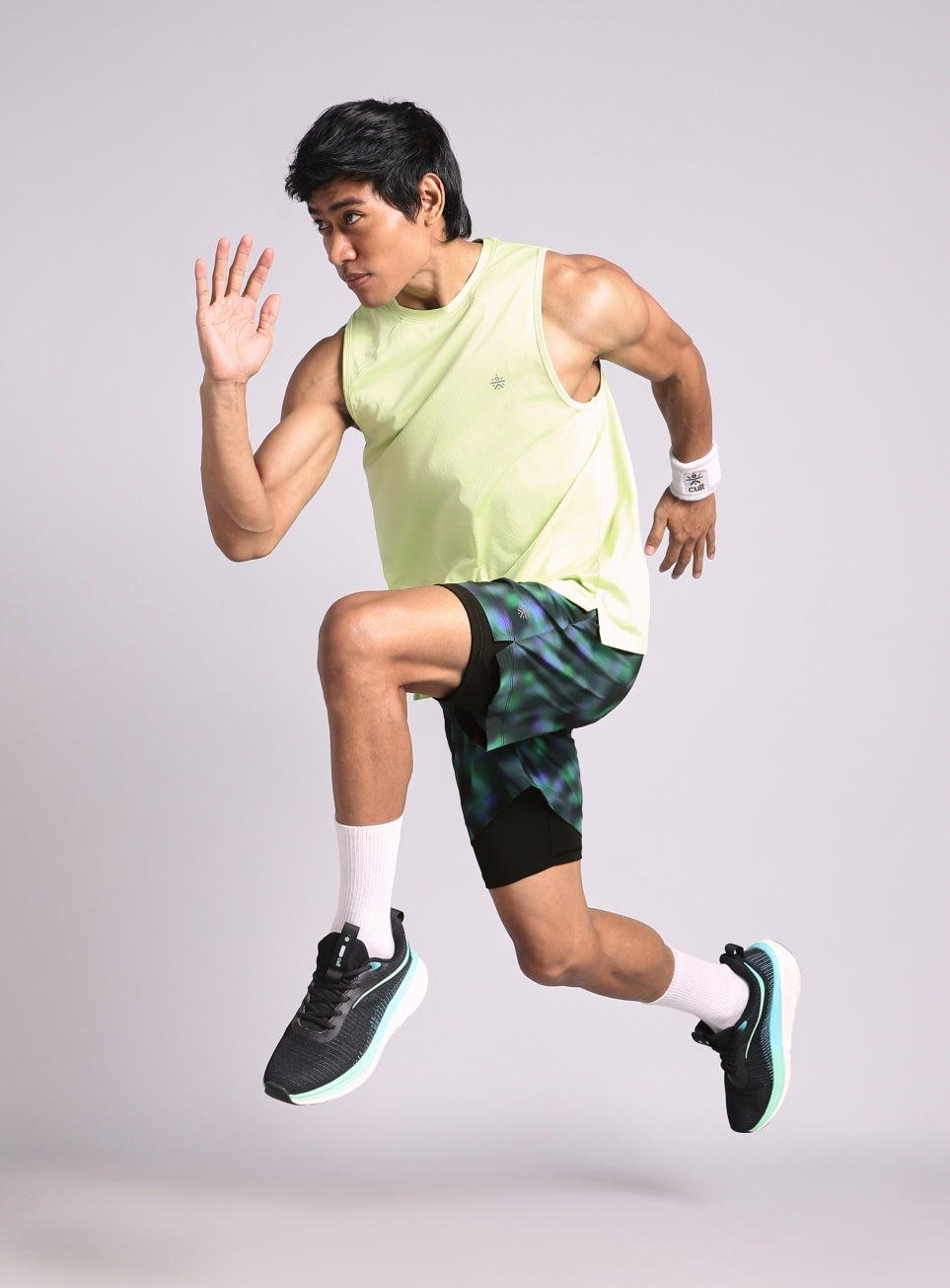 Men's Halo Print Night Run Shorts with Inbuilt Tights