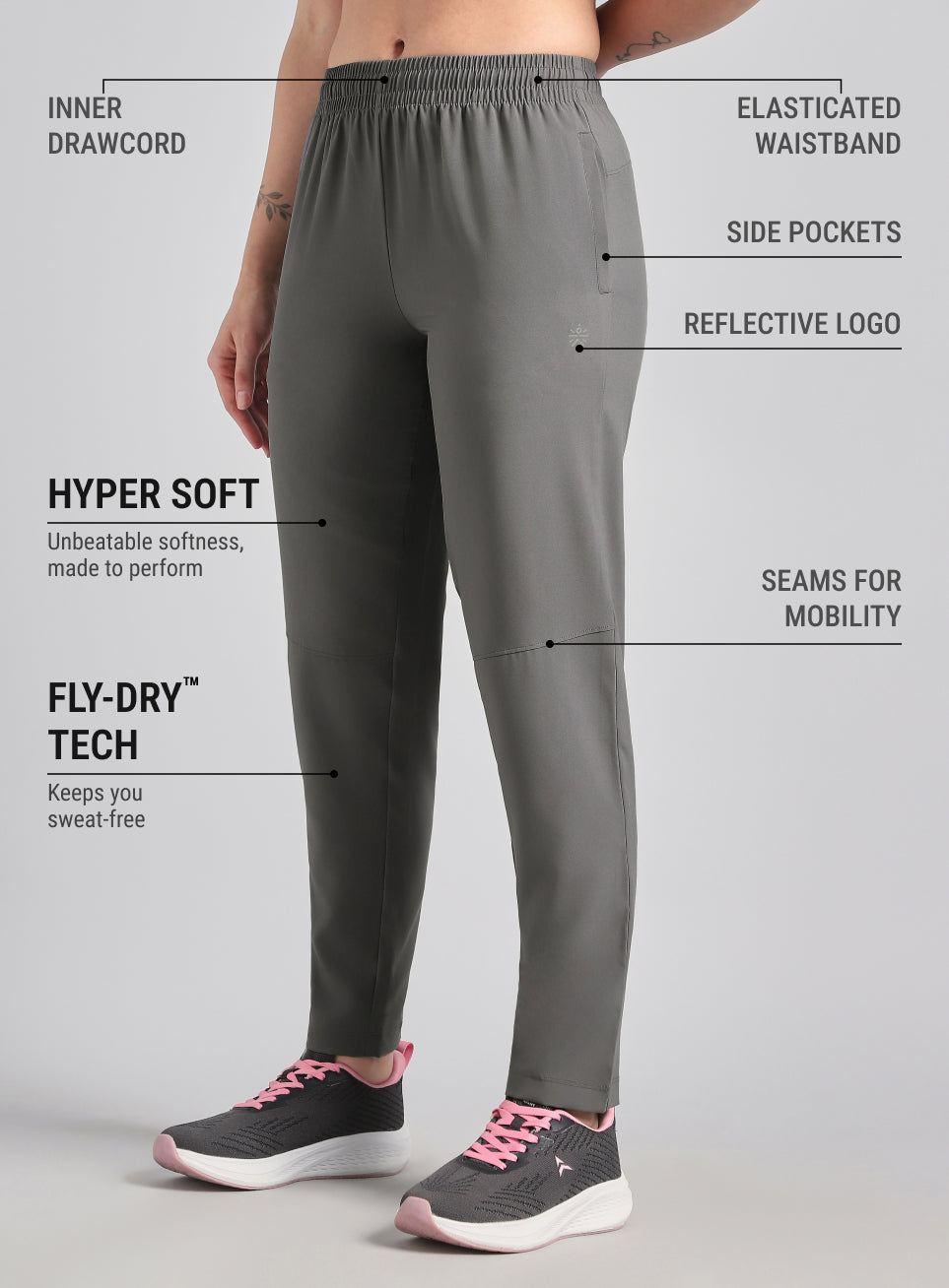 Women's Grey The Run Project Trackpant
