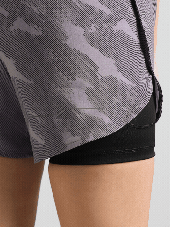Women's Grey Urban Camo Shorts with Inbuilt Tights