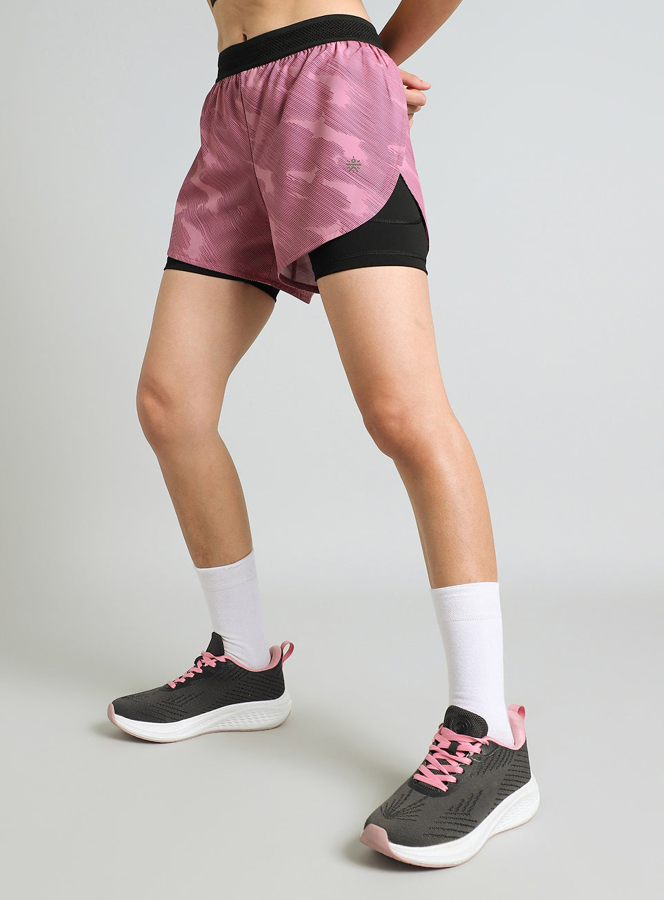 Women's Pink Urban Camo Shorts with Inbuilt Tights