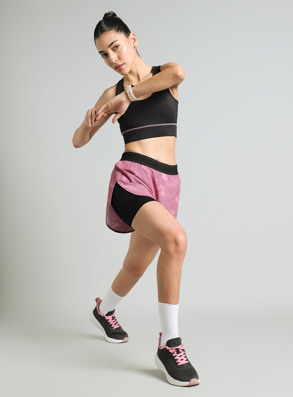 Women's Pink Urban Camo Shorts with Inbuilt Tights
