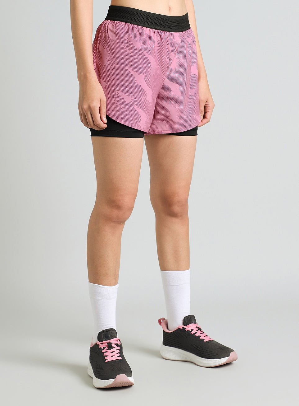Women's Pink Urban Camo Shorts with Inbuilt Tights