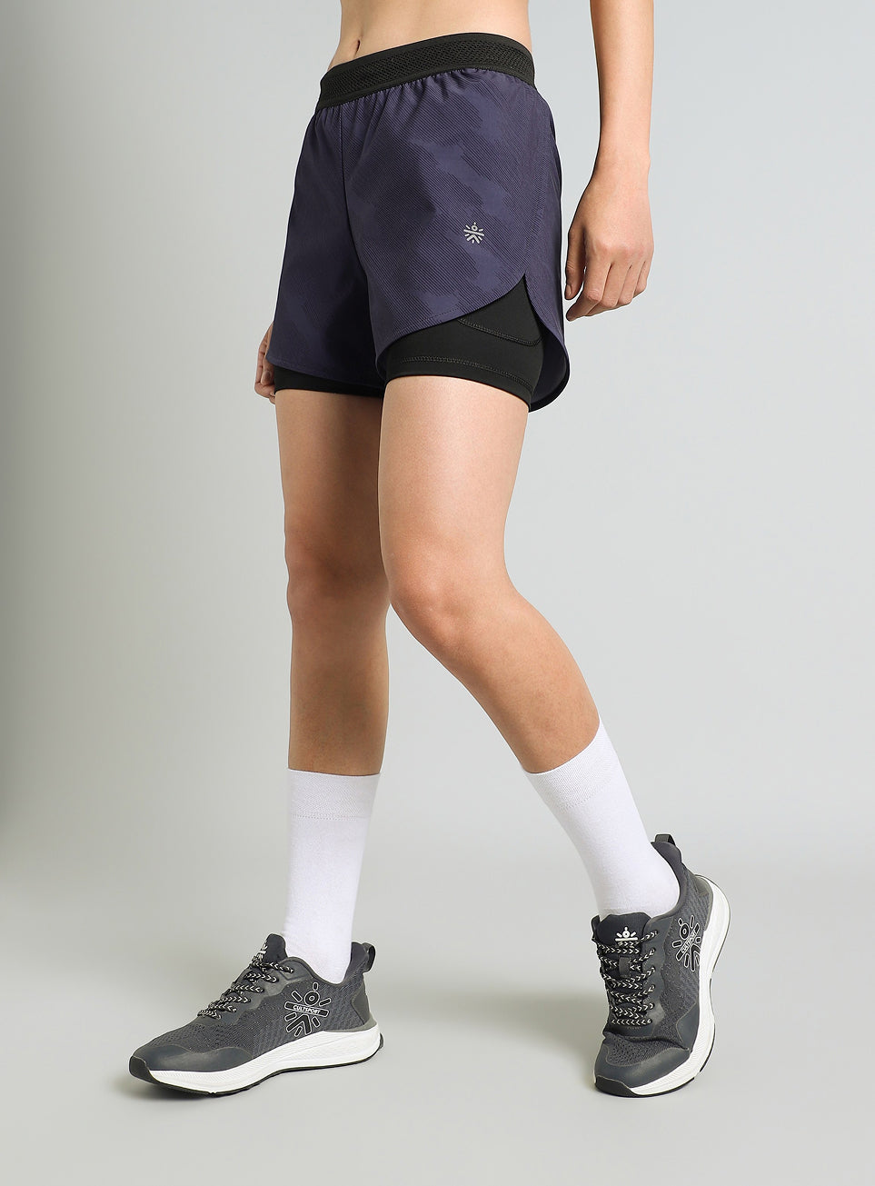 Women's Blue Urban Camo Shorts with Inbuilt Tights