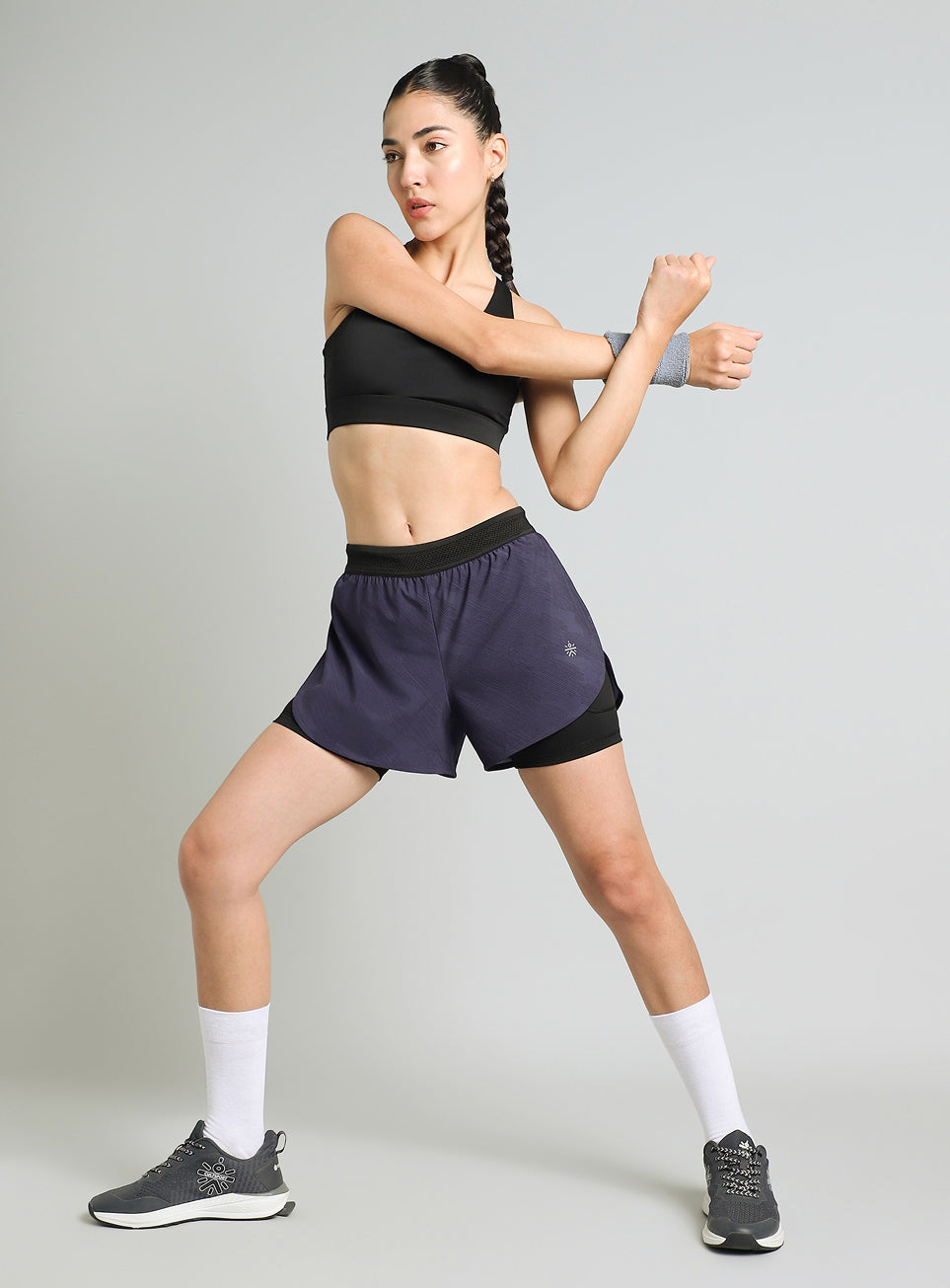 Women's Blue Urban Camo Shorts with Inbuilt Tights