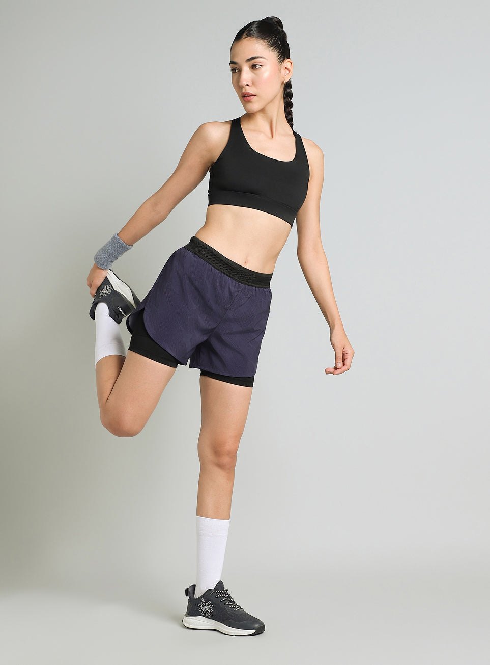 Women's Blue Urban Camo Shorts with Inbuilt Tights