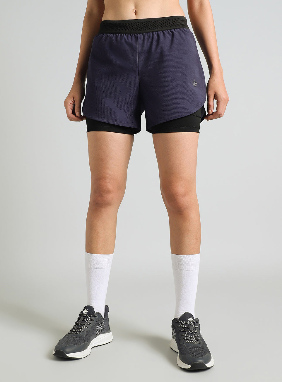 Women's Blue Urban Camo Shorts with Inbuilt Tights