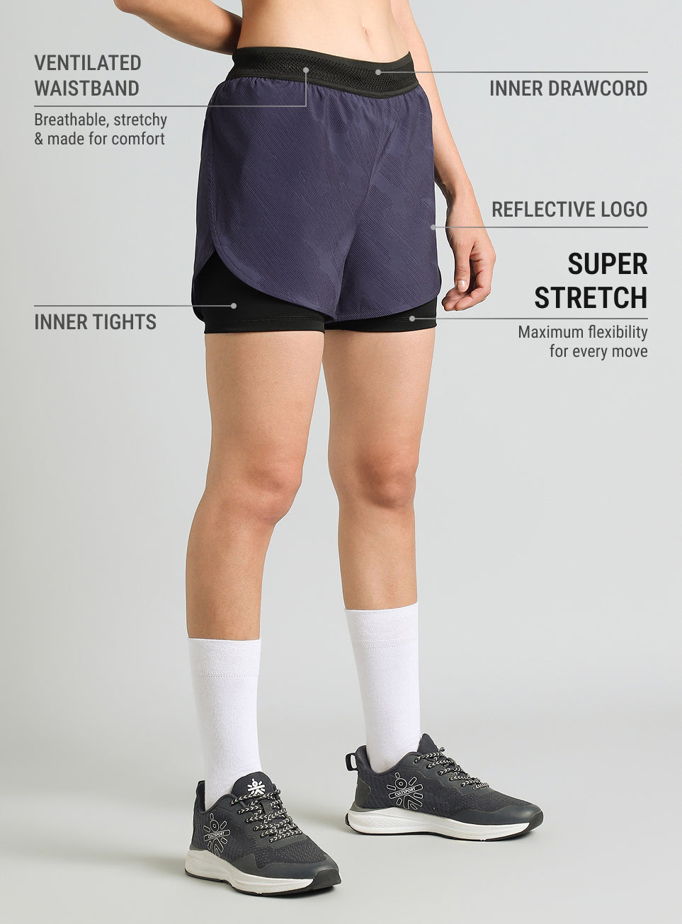 Women's Blue Urban Camo Shorts with Inbuilt Tights