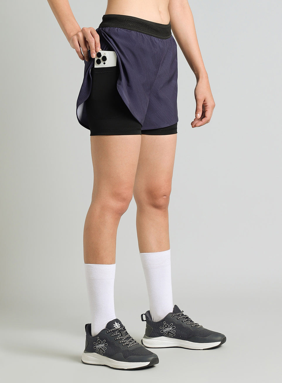 Women's Blue Urban Camo Shorts with Inbuilt Tights