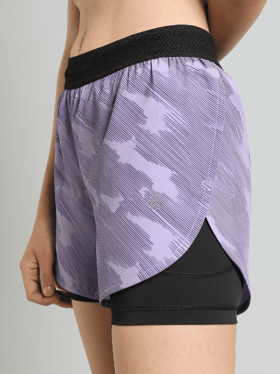Women's Purple Urban Camo Shorts with Inbuilt Tights