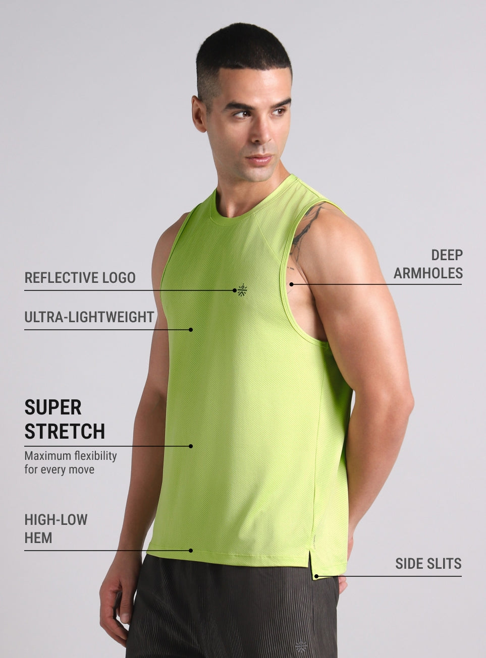 Men's Lime Cult Strider Running Tank