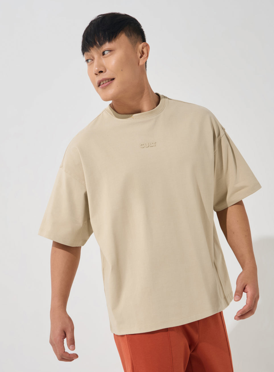 Men's Beige Soft Form Oversized T-shirt