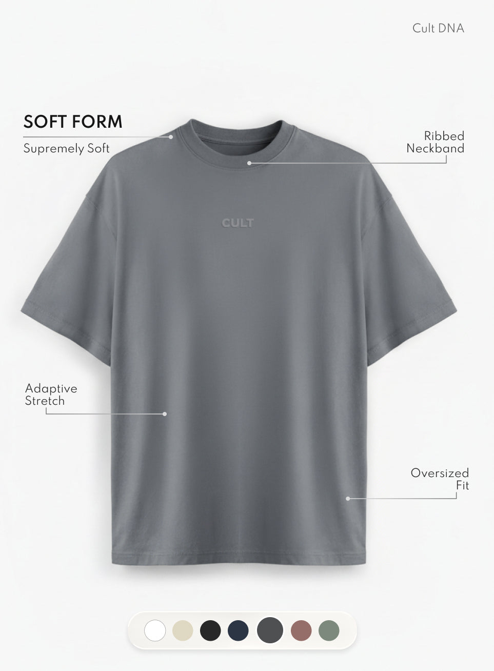 Men's Dark Grey Soft Form Oversized T-shirt