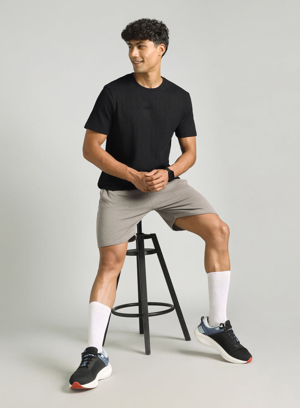 Men's Black Essential Oversized Fit Waffle T-shirt
