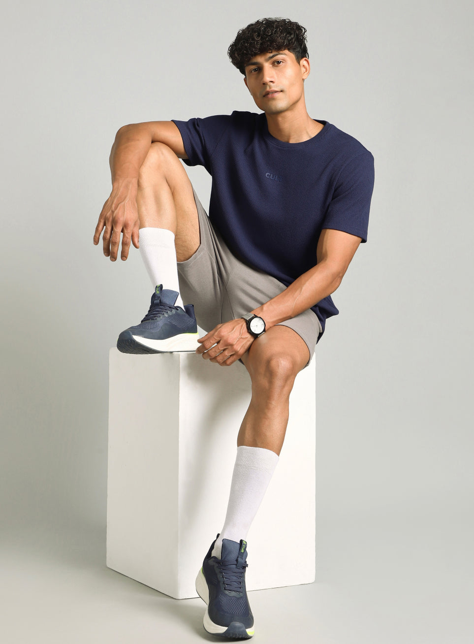 Men's Navy Essential Oversized Fit Waffle T-shirt