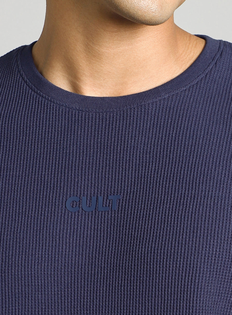 Men's Navy Essential Oversized Fit Waffle T-shirt