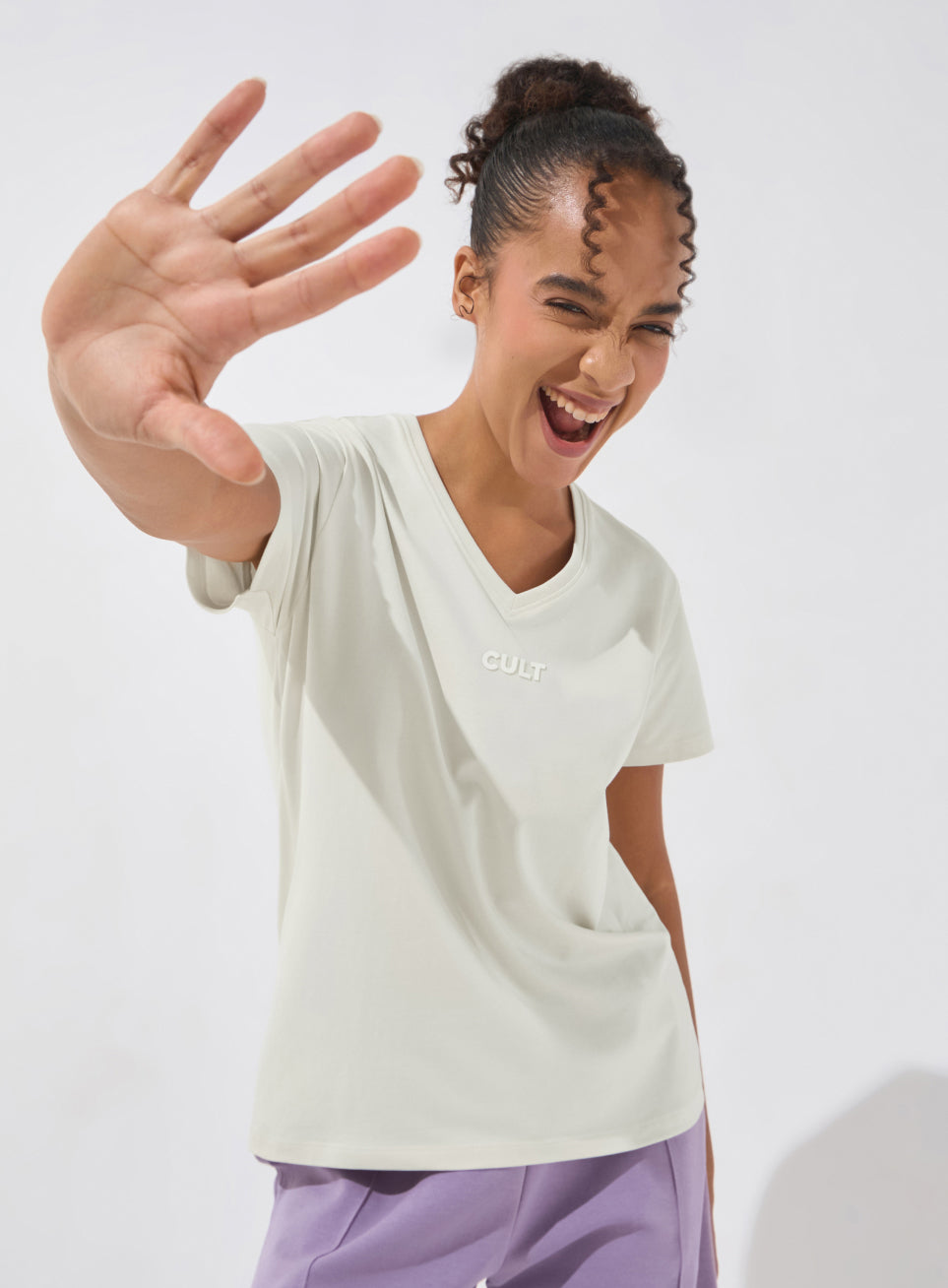 Women's Off-White Soft Form V-Neck T-shirt