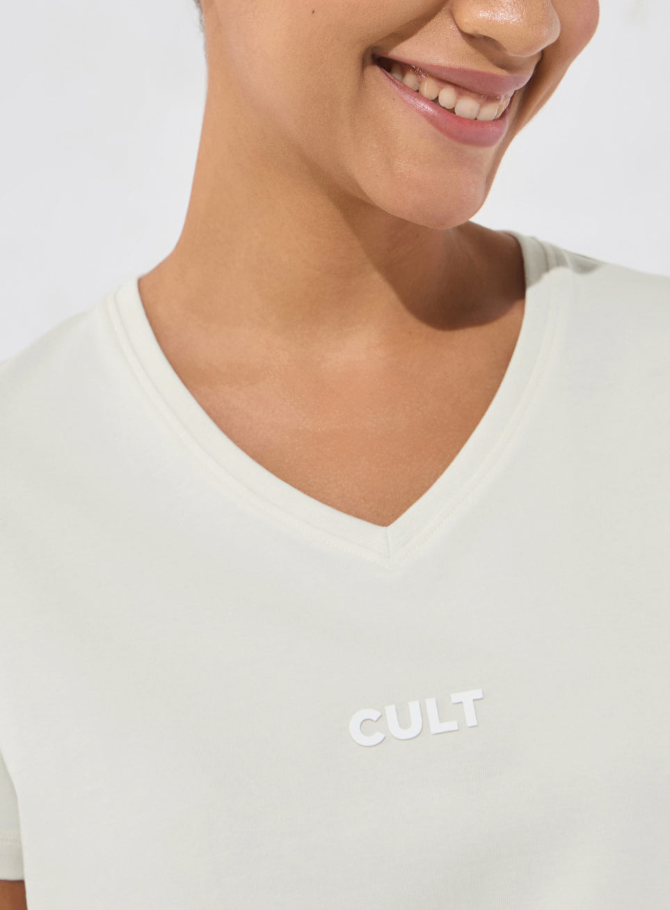 Women's Off-White Soft Form V-Neck T-shirt