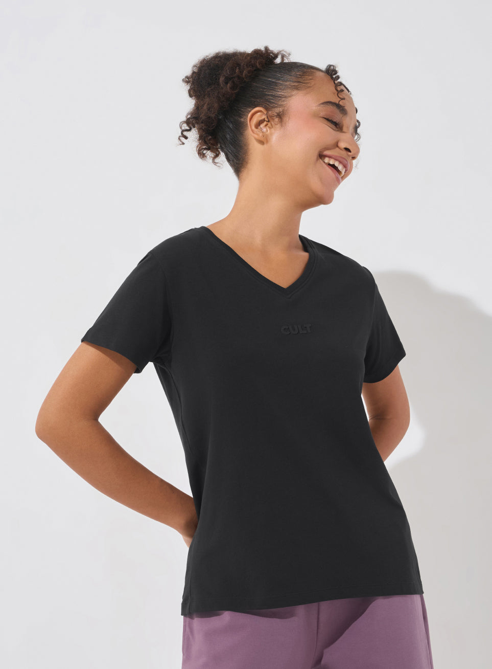 Women's Black Soft Form V-Neck T-shirt