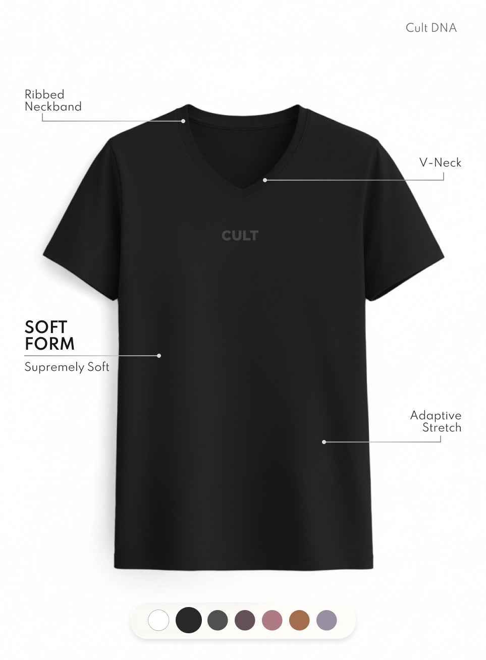 Women's Black Soft Form V-Neck T-shirt