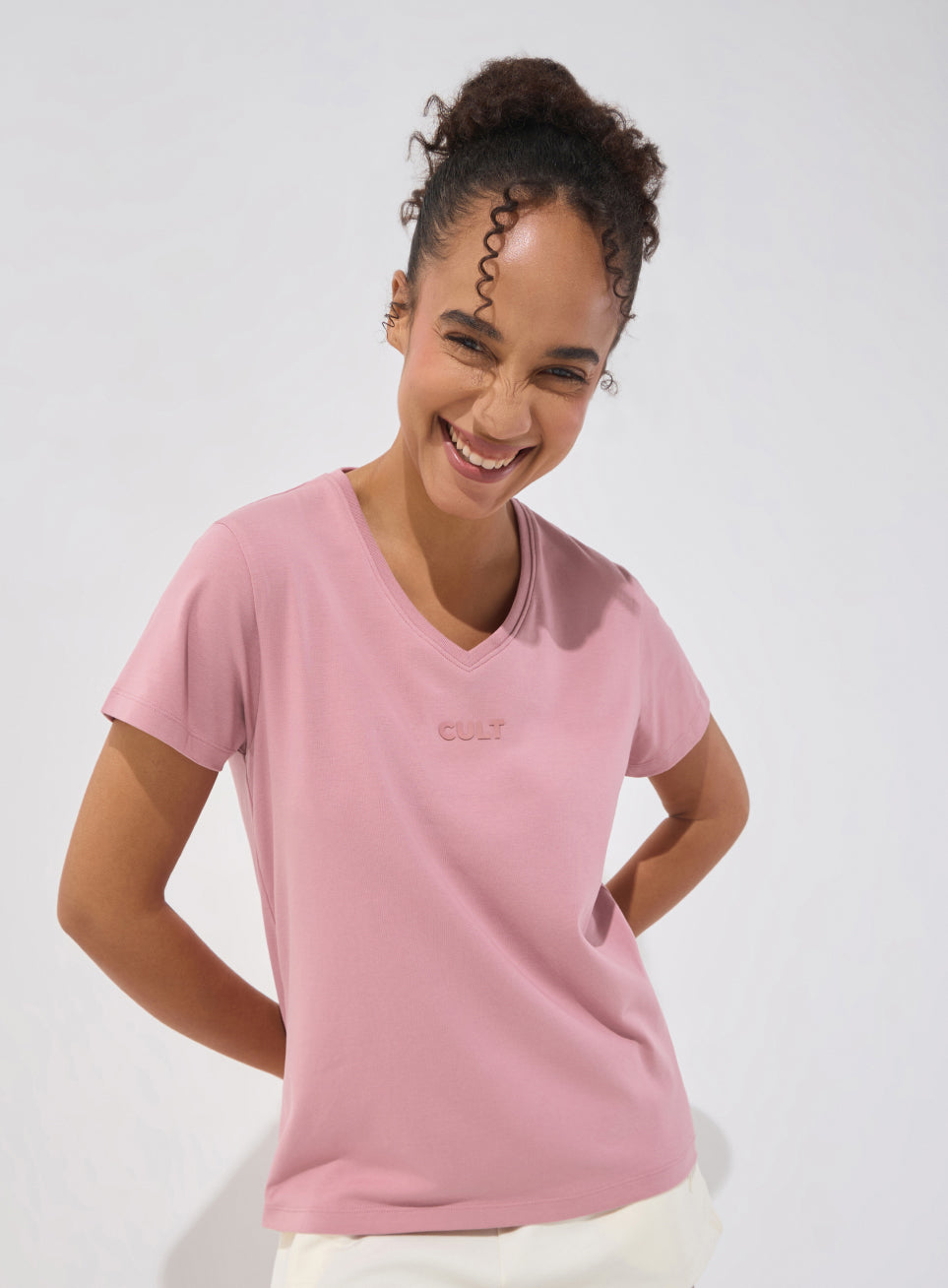 Women's Pink Soft Form V-Neck T-shirt