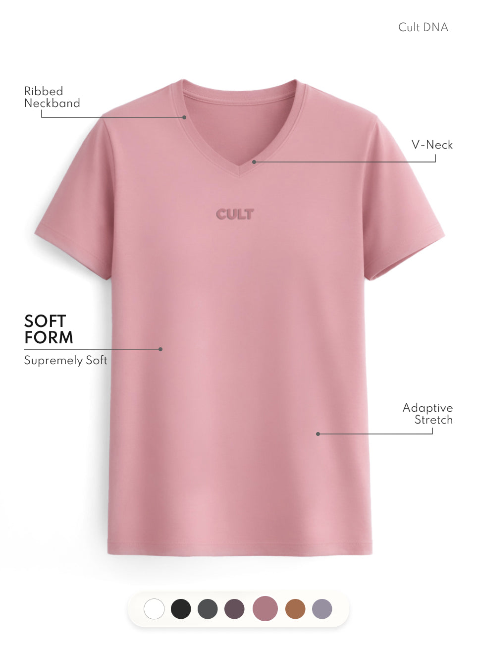Women's Pink Soft Form V-Neck T-shirt