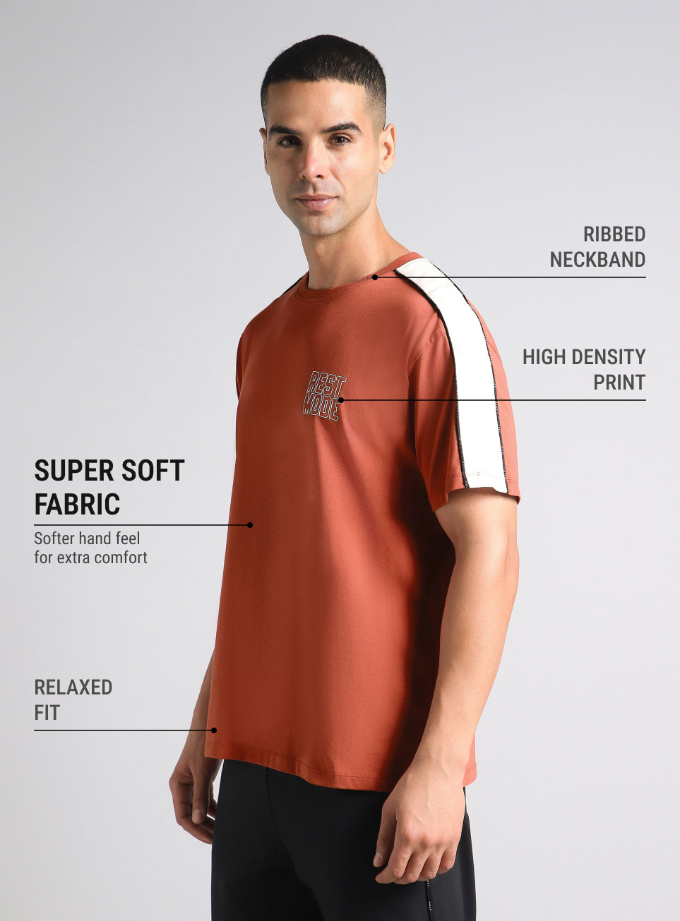 Men's Rust Rest Mode Relaxed Fit T-shirt