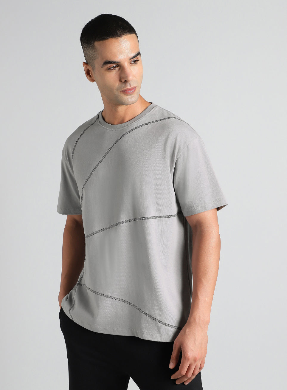 Men's Grey Basketball Imprint Relaxed Fit T-shirt