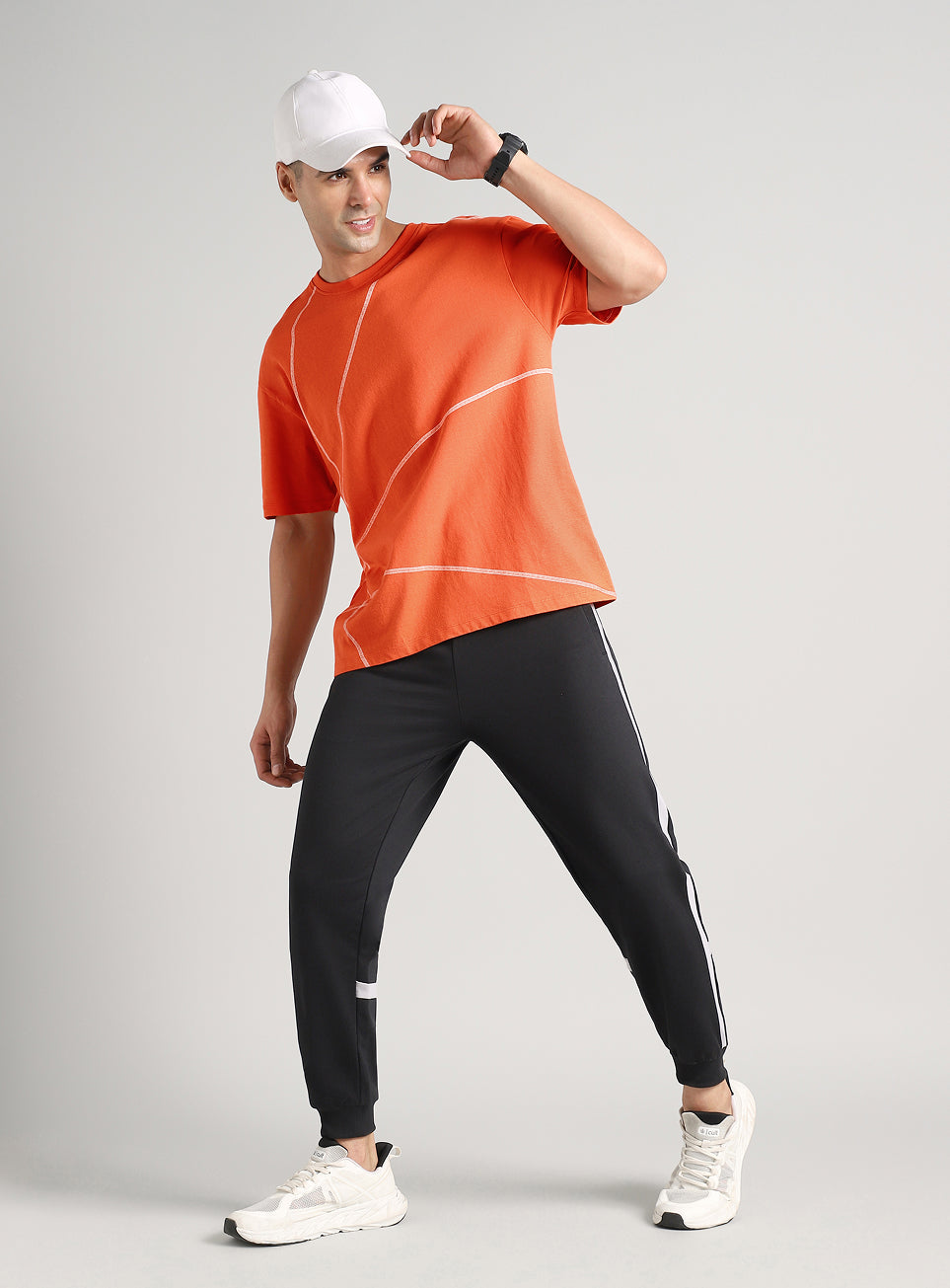 Men's Orange Basketball Imprint Relaxed Fit T-shirt