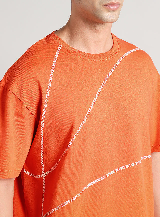 Men's Orange Basketball Imprint Relaxed Fit T-shirt