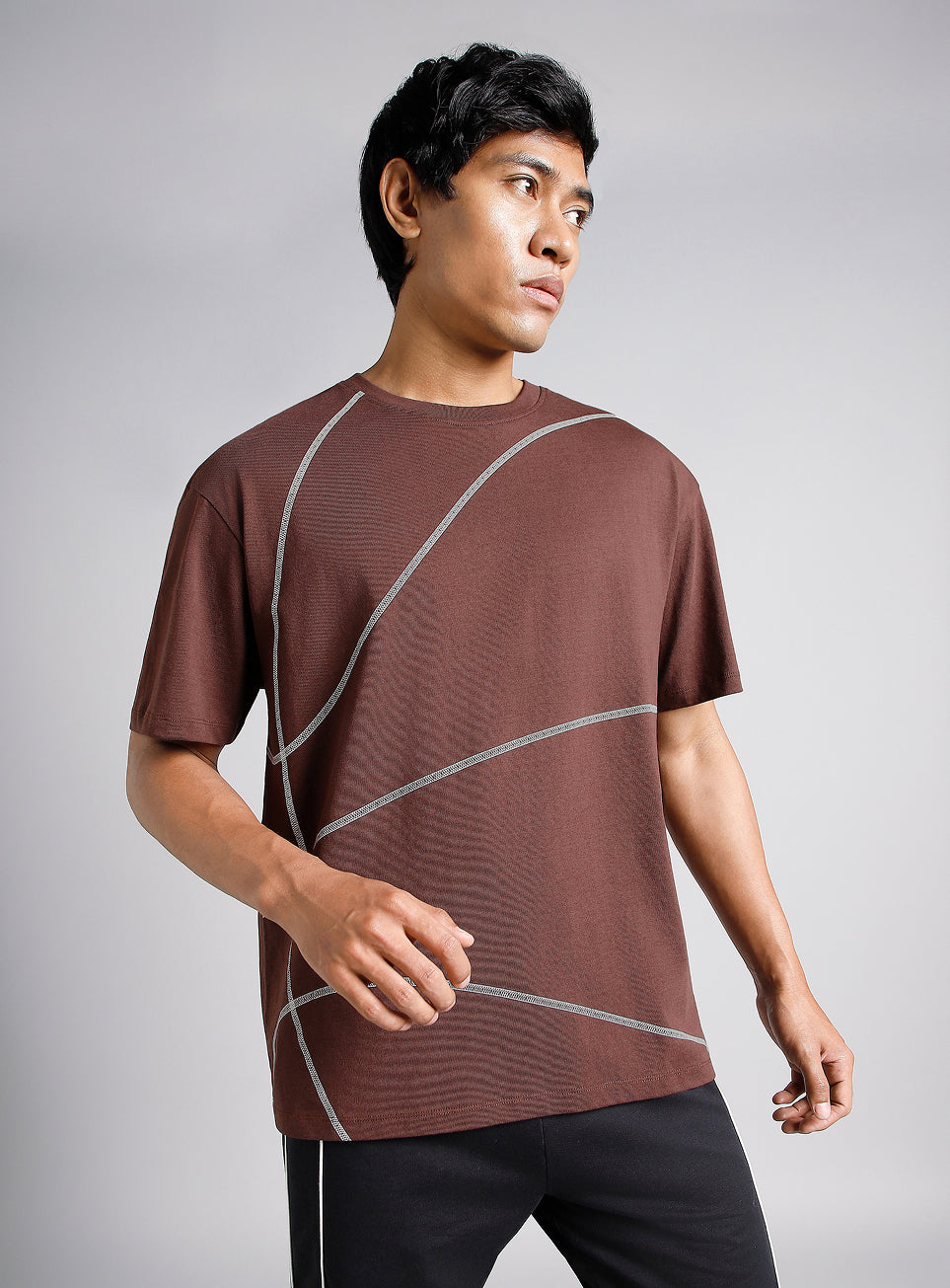 Men's Brown Basketball Imprint Relaxed Fit T-shirt