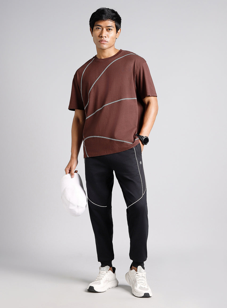 Men's Brown Basketball Imprint Relaxed Fit T-shirt