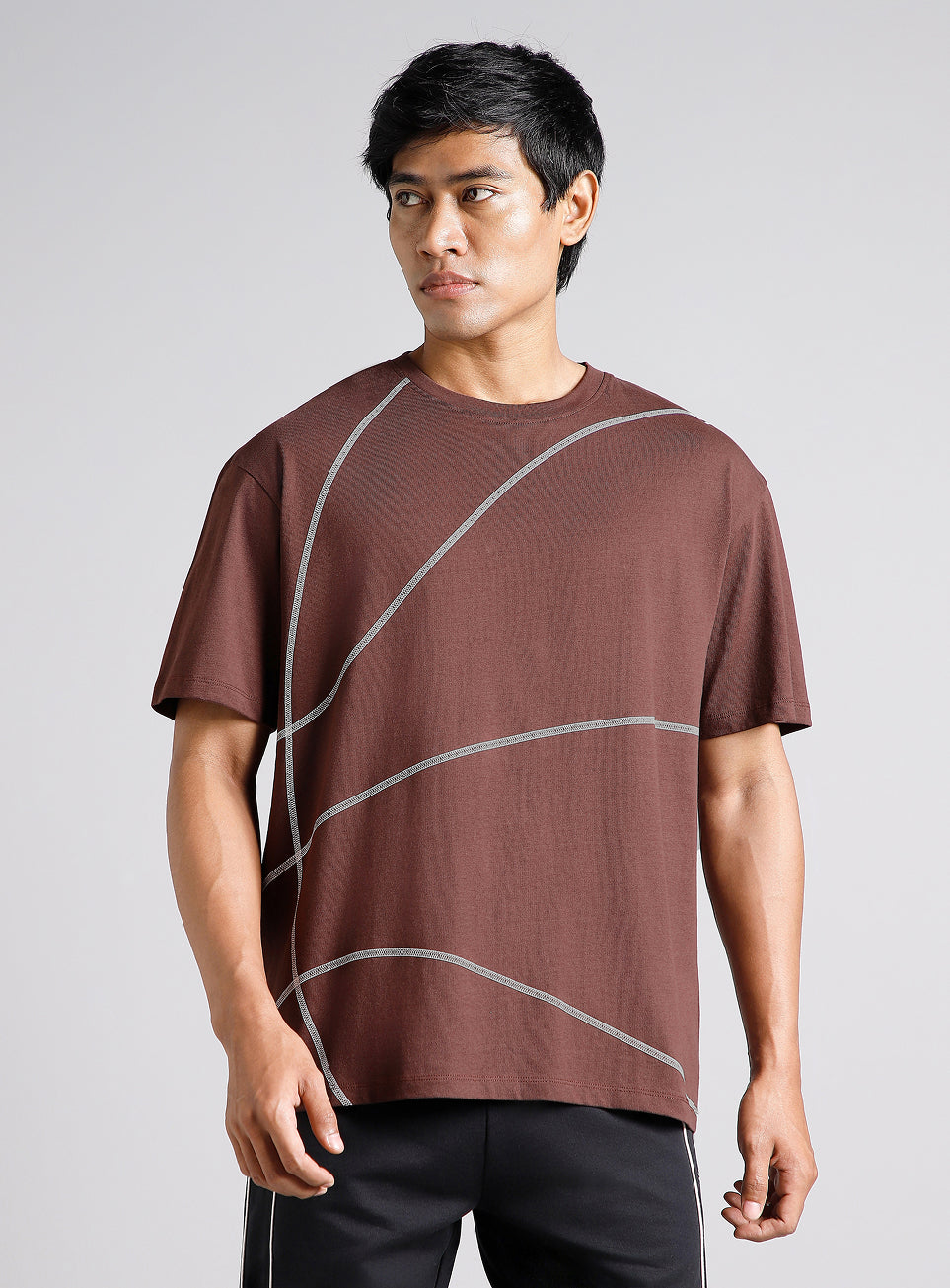 Men's Brown Basketball Imprint Relaxed Fit T-shirt