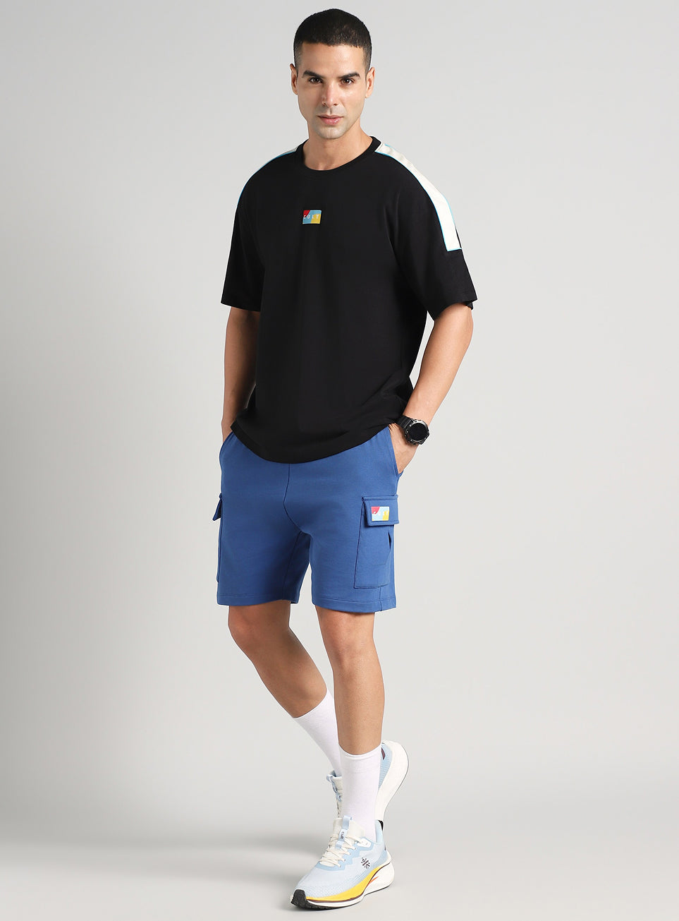 Men's Neon Black Fun and Play Sporty Oversized Fit T-shirt