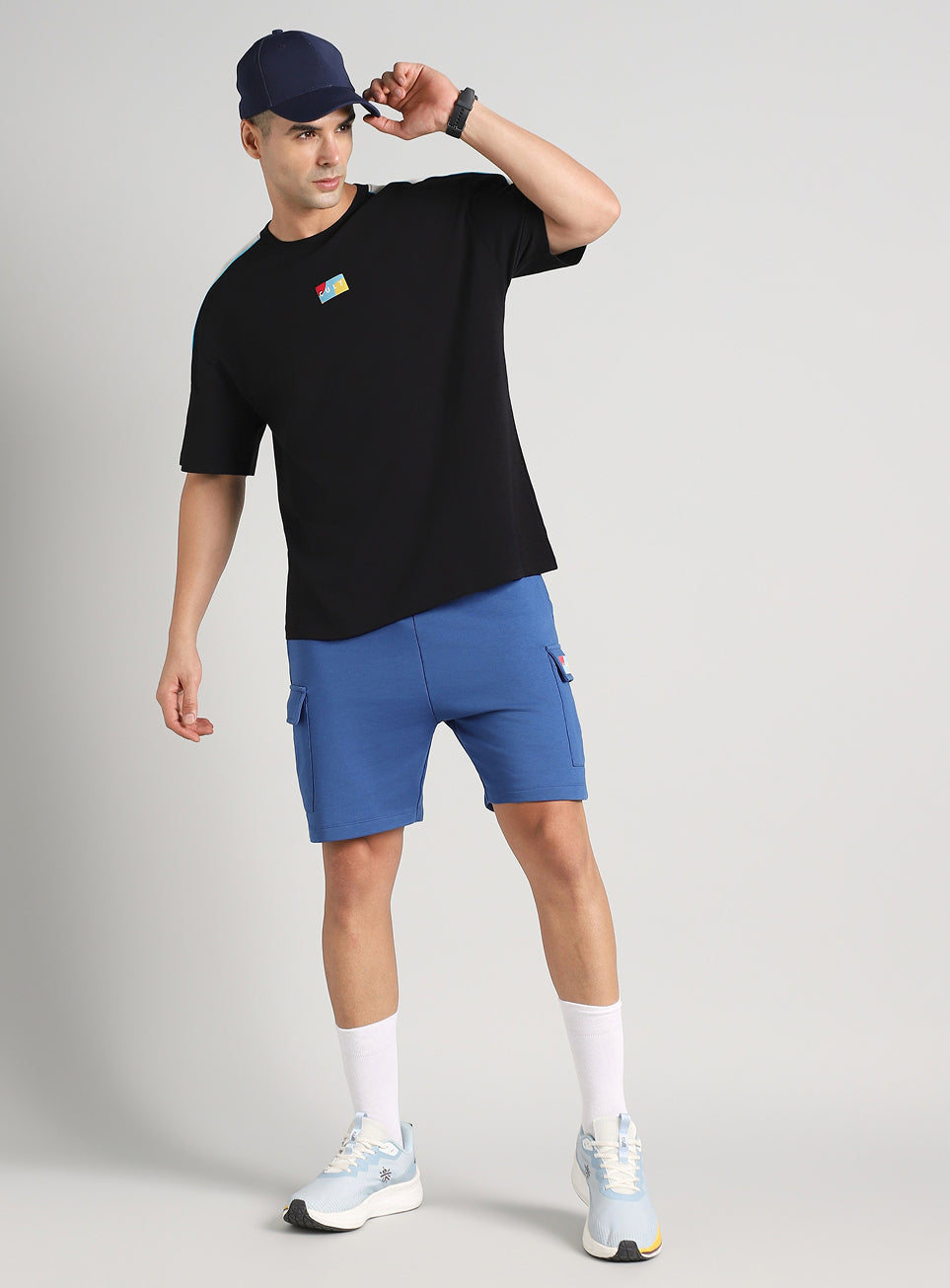 Men's Neon Black Fun and Play Sporty Oversized Fit T-shirt