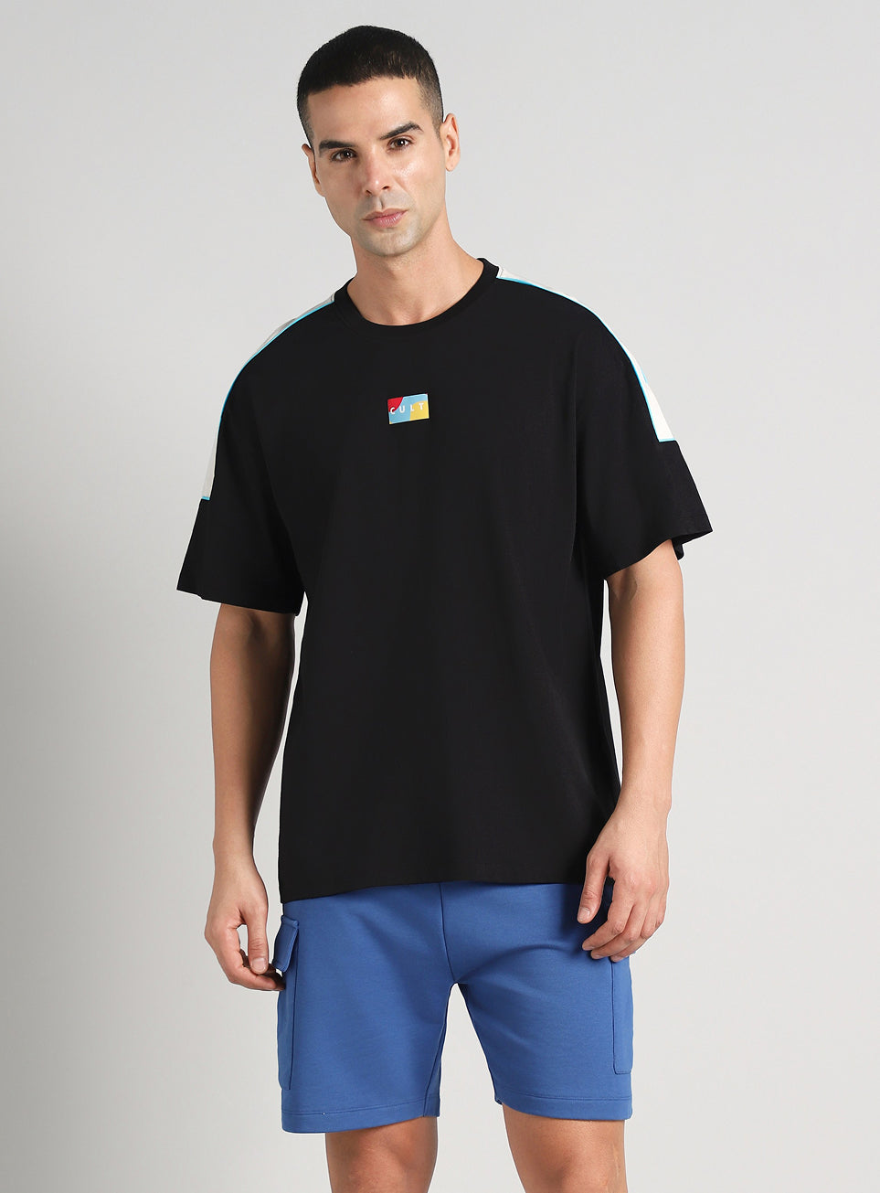 Men's Neon Black Fun and Play Sporty Oversized Fit T-shirt