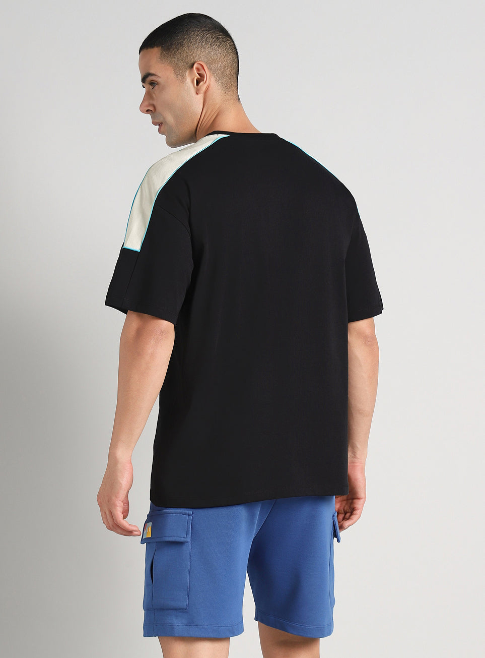 Men's Neon Black Fun and Play Sporty Oversized Fit T-shirt