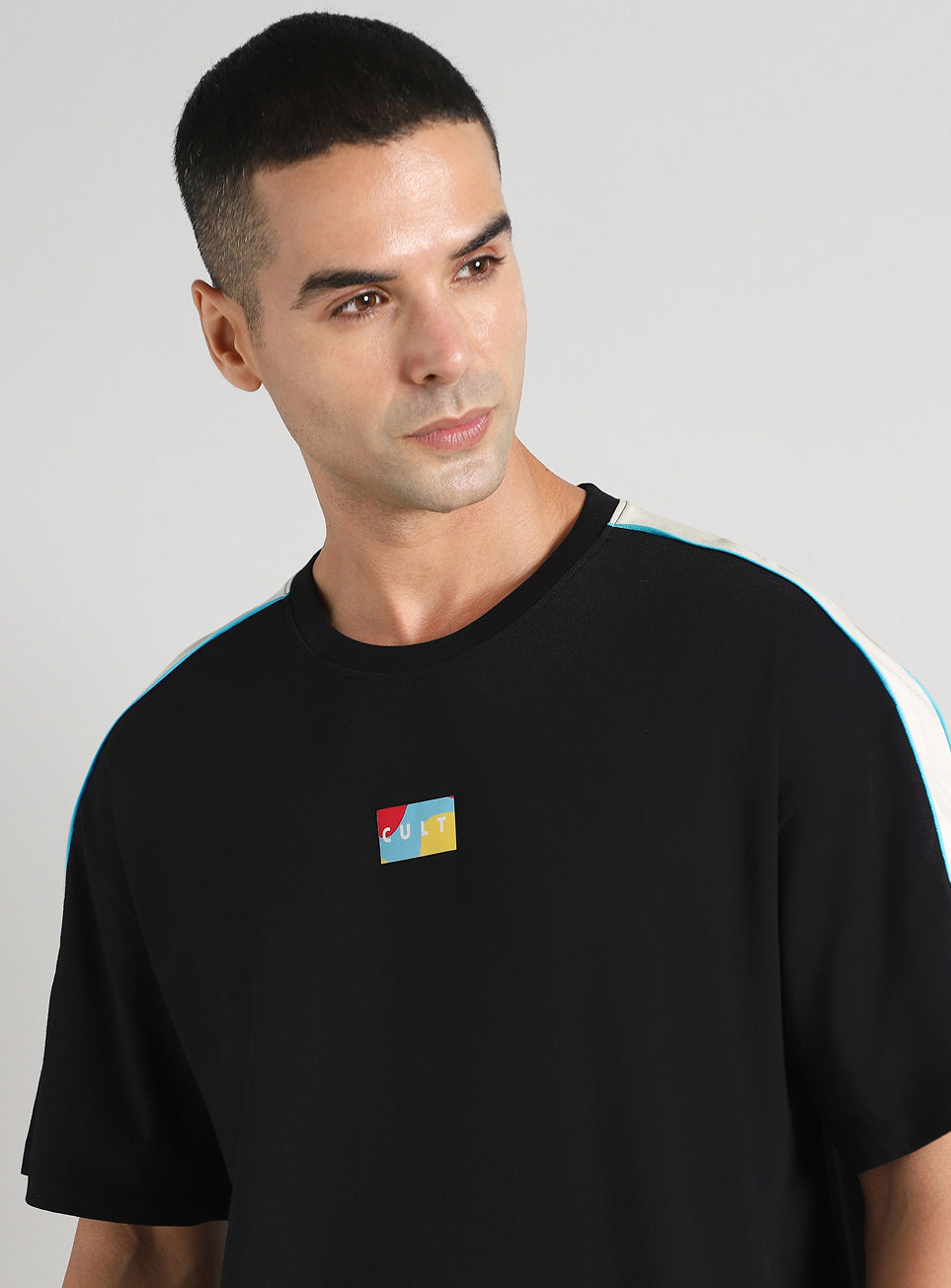 Men's Neon Black Fun and Play Sporty Oversized Fit T-shirt