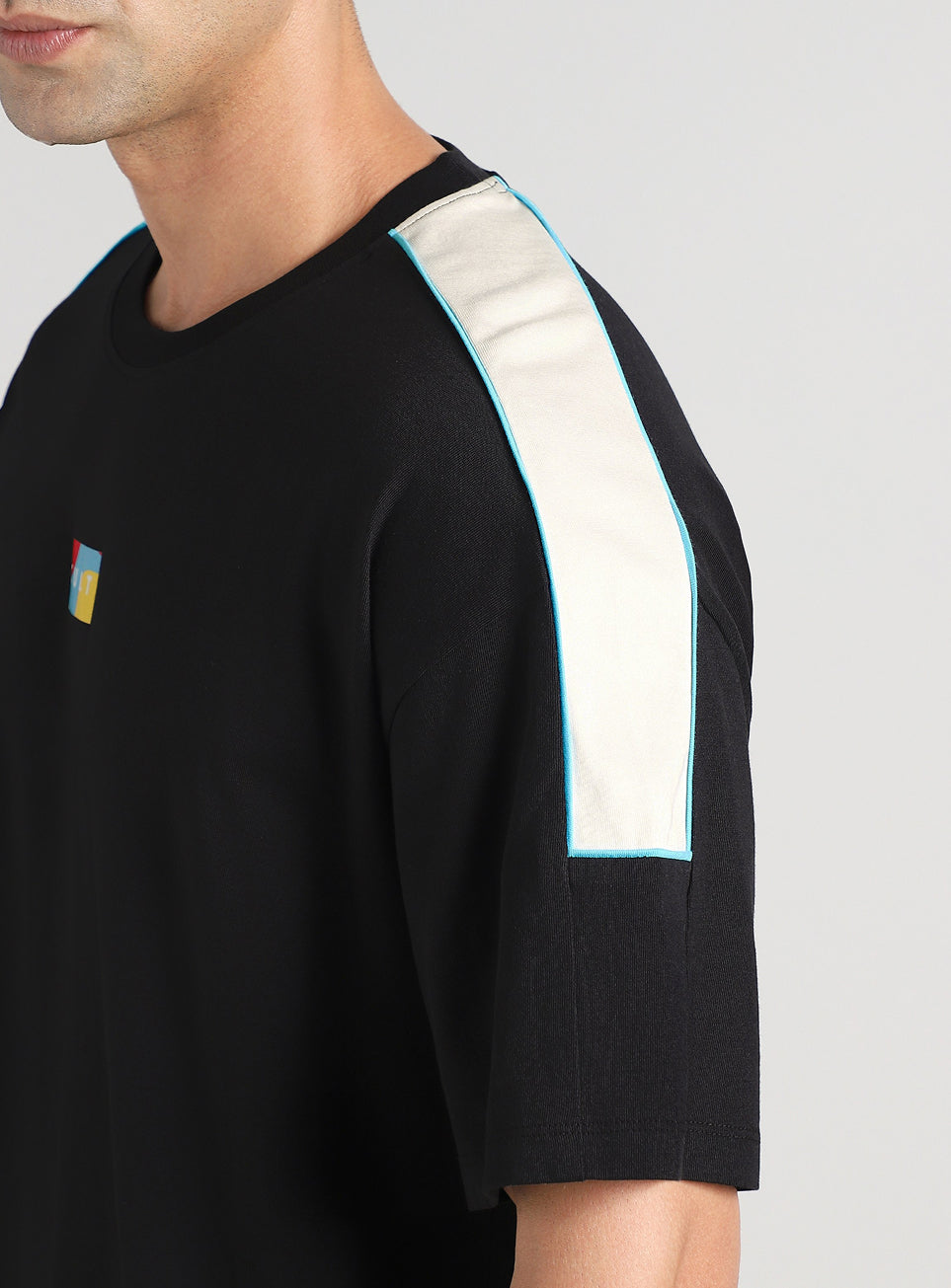 Men's Neon Black Fun and Play Sporty Oversized Fit T-shirt
