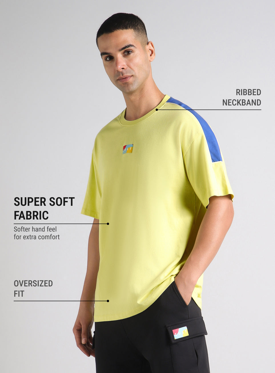 Men's Yellow Fun and Play Sporty Oversized Fit T-shirt
