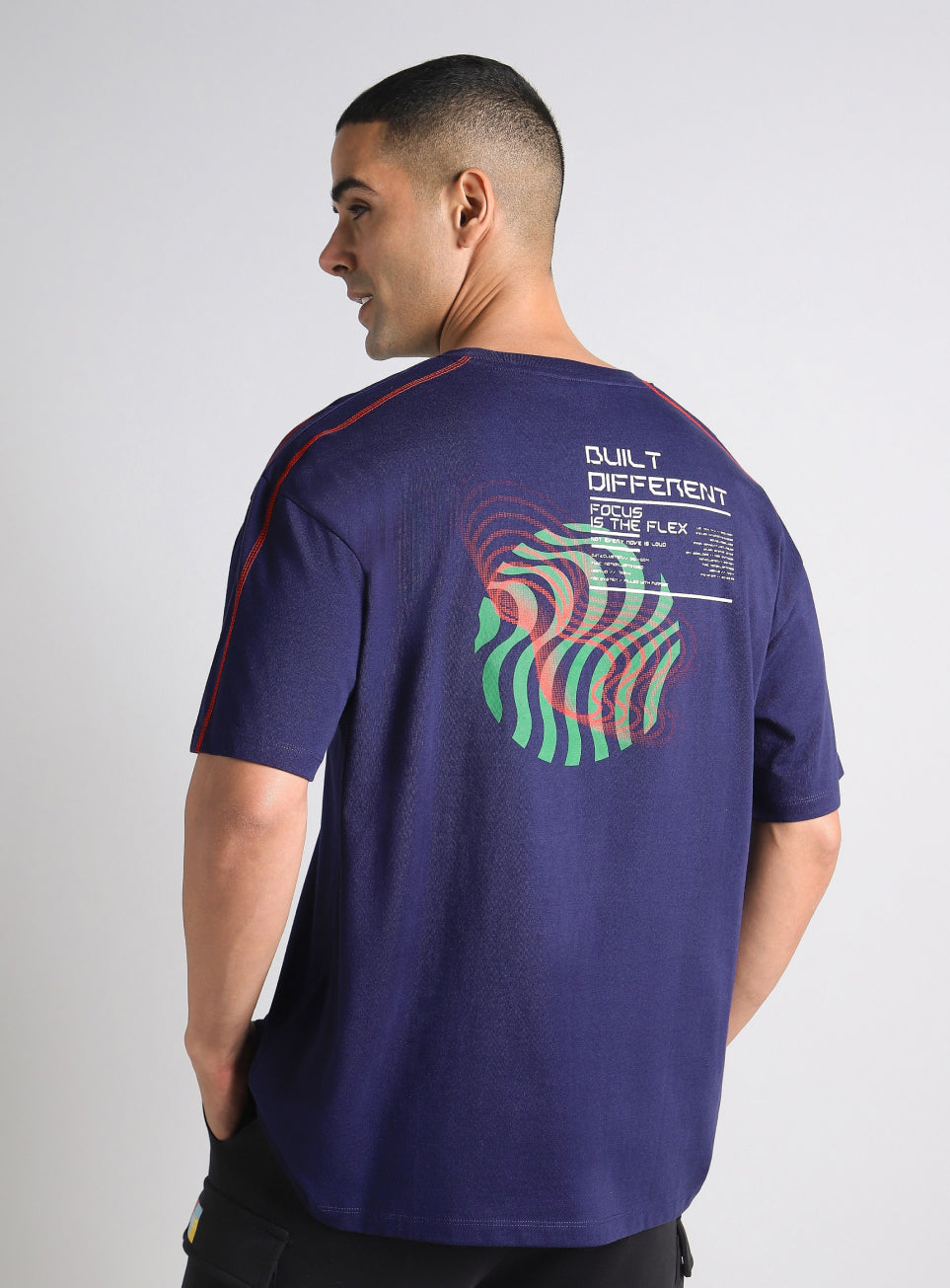 Men's Navy Built Different Oversized Fit T-shirt