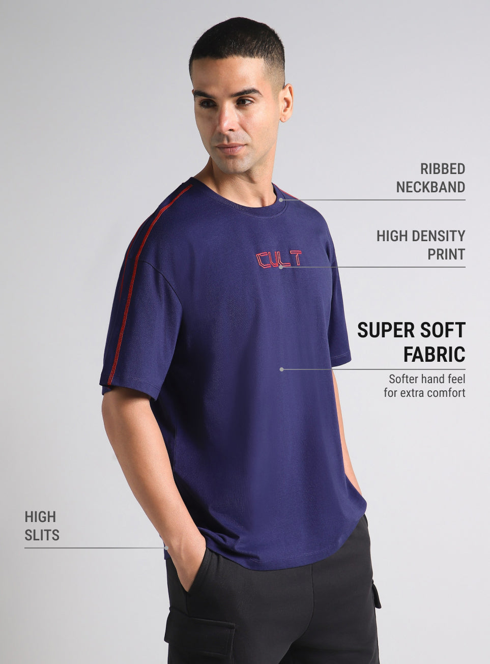 Men's Navy Built Different Oversized Fit T-shirt