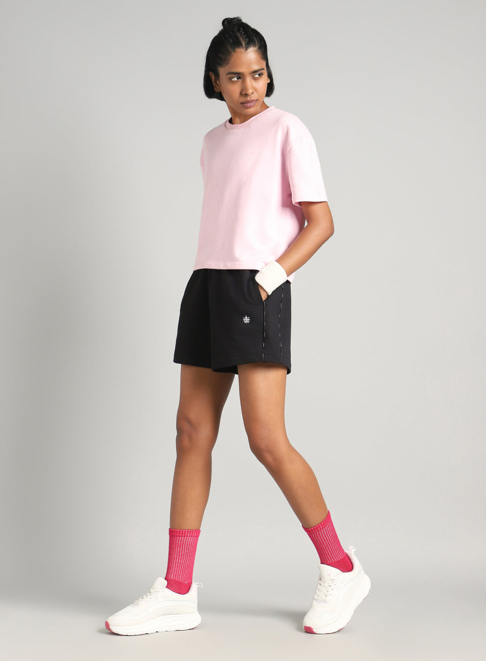 Women's Black Panelled Shorts