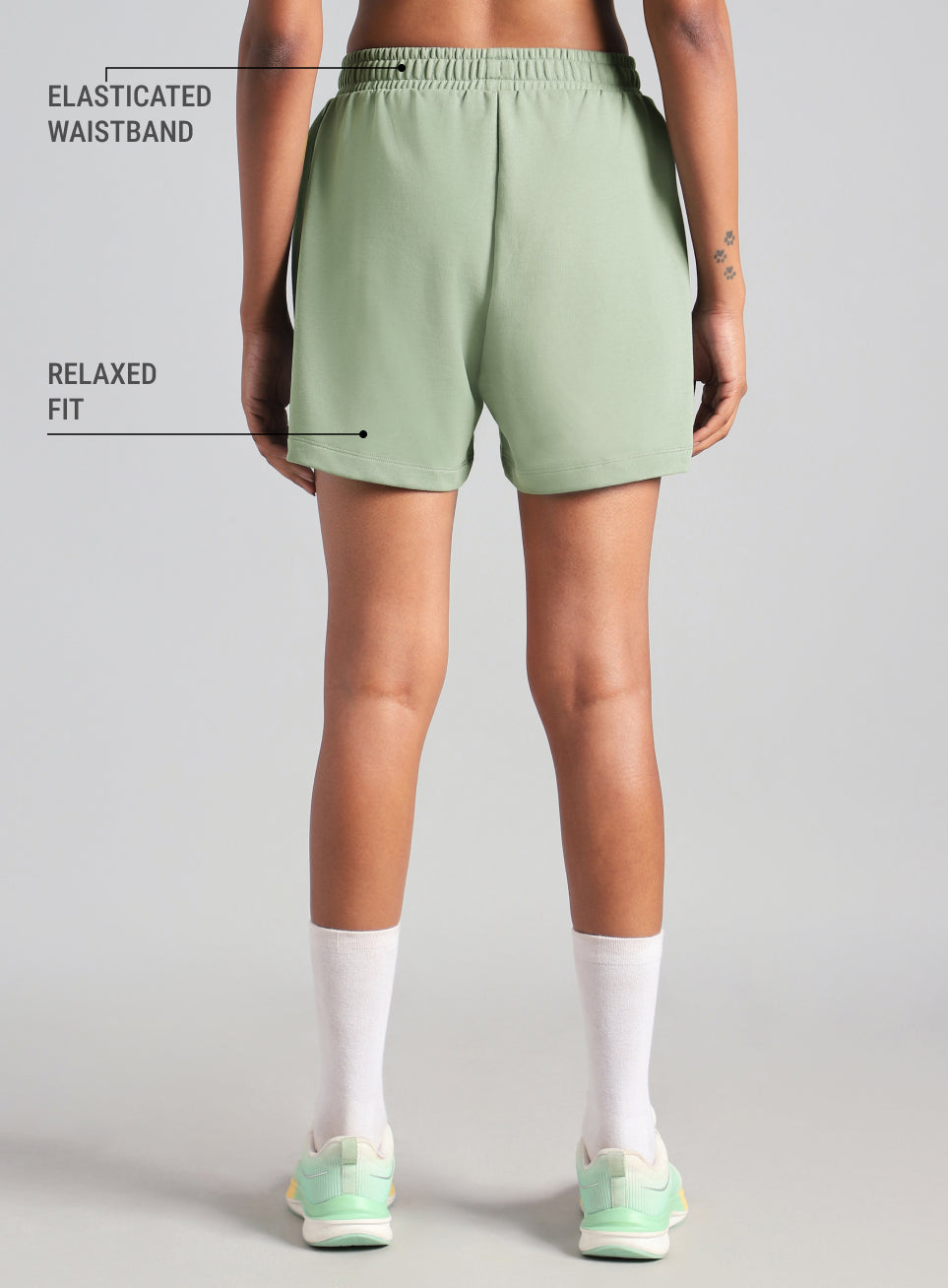 Women's Green Panelled Shorts