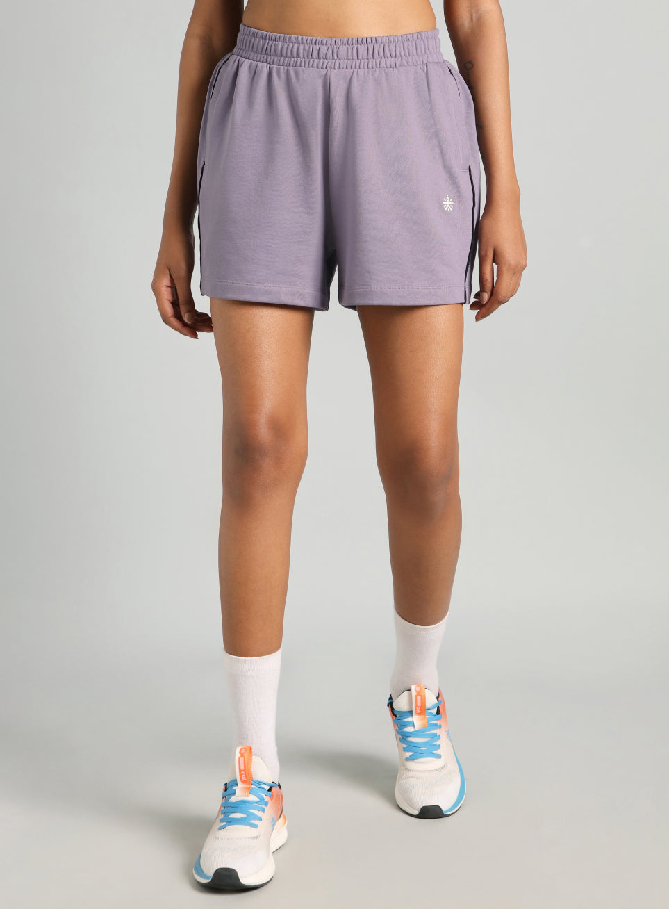 Women's Purple Panelled Shorts