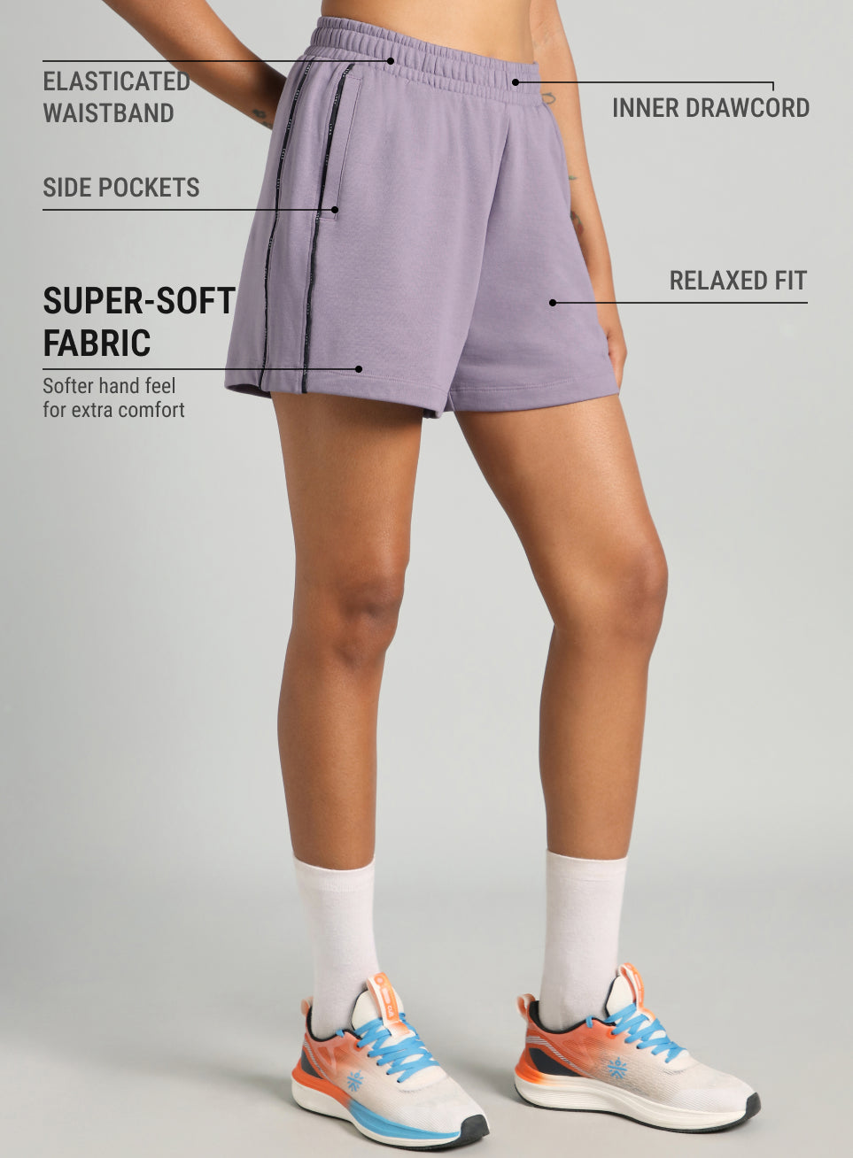 Women's Purple Panelled Shorts