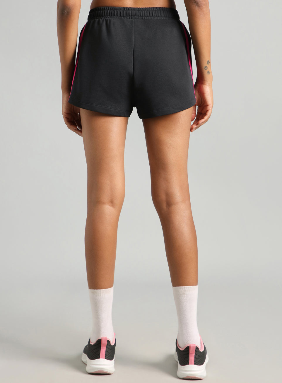 Women's Black Contrast Power Tape Shorts